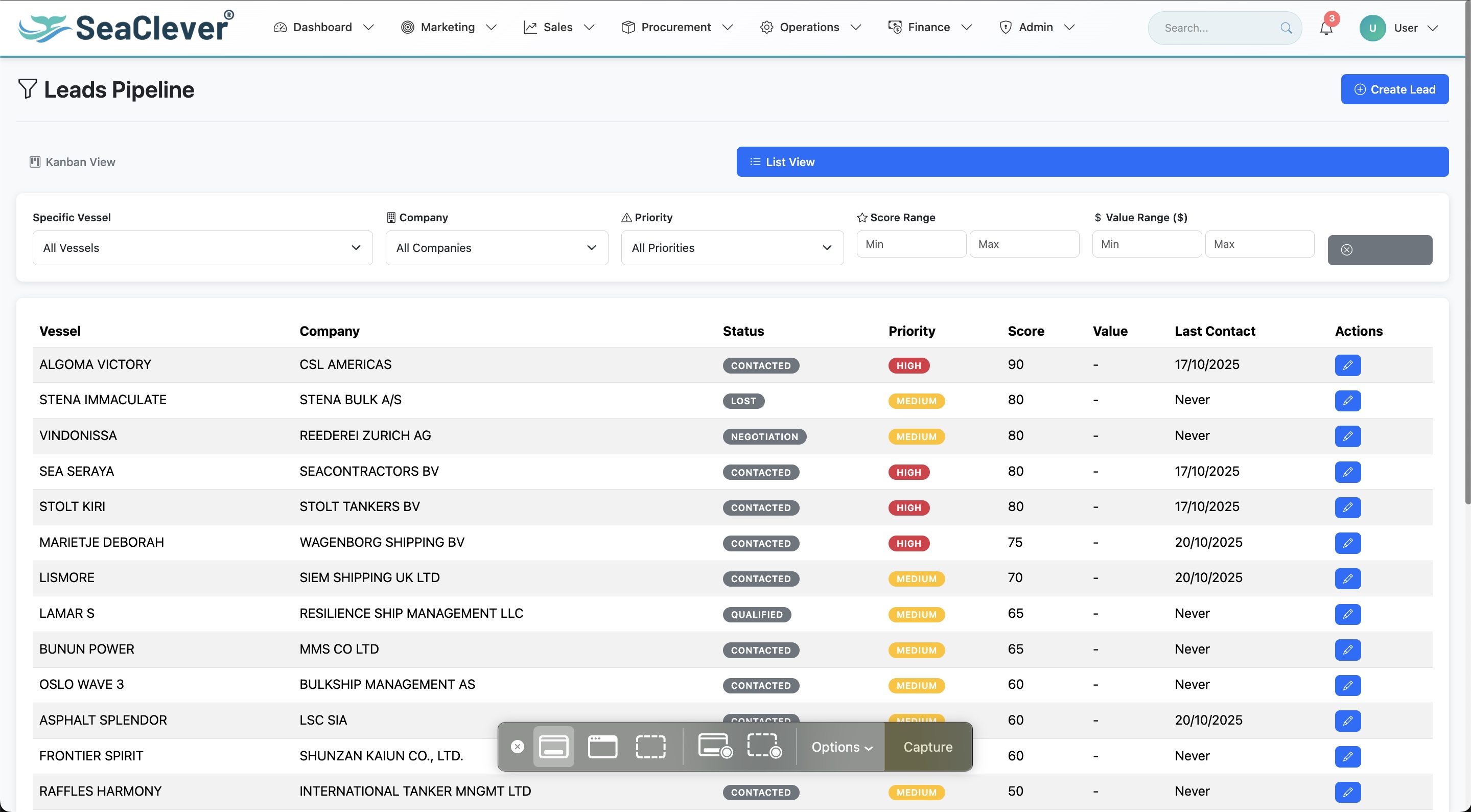 SeaClever™ project screenshot